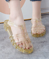 Boho Splicing Hollow Out Flache, klare Sandalen Weiß